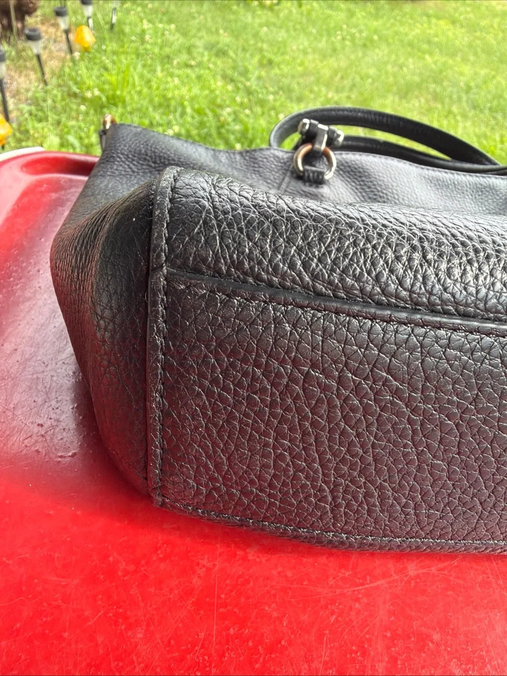 Coach Black Pebbled Leather Tote with Gold-Tone Logo